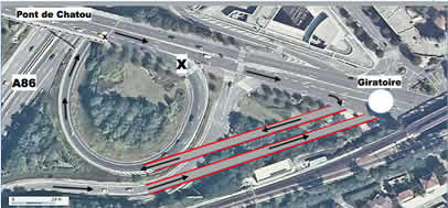 Montage ADREC montrant les nouvelles liaisons entre le Pont de Chatou et l'A86